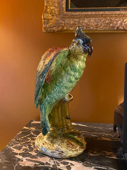 Polychrome ceramic subject representing an...