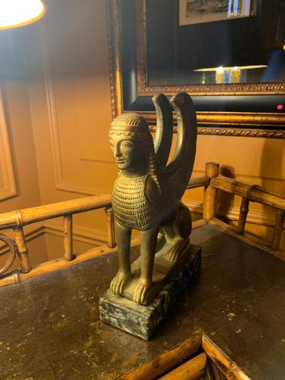 Bronze reproduction of the Sphinx of Naxos....