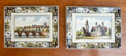 Pair of rectangular porcelain bowls with...