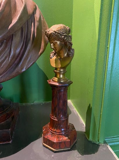 Pair of ormolu female bust figures on octagonal...