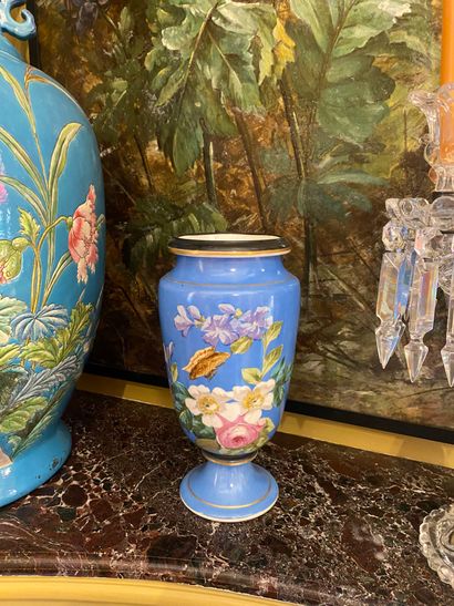 Pair of porcelain vases on pedestal with...