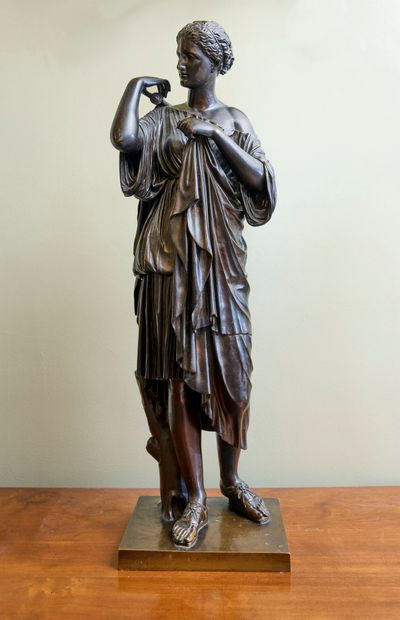 Large brown patina bronze sculpture of a...