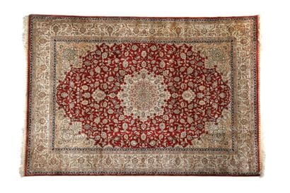 Important and delicate Sino-Hereke silk rug,...