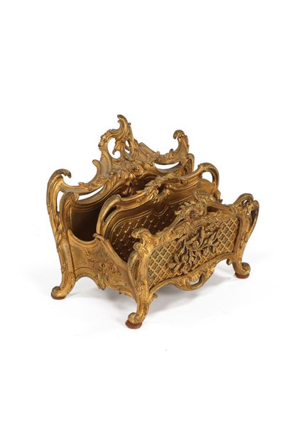 A chiseled and gilded bronze letter tray...