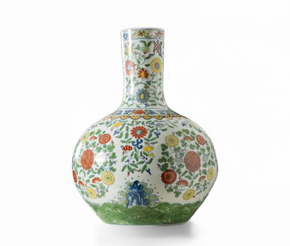 A tianquping porcelain and ducai enamel vase...