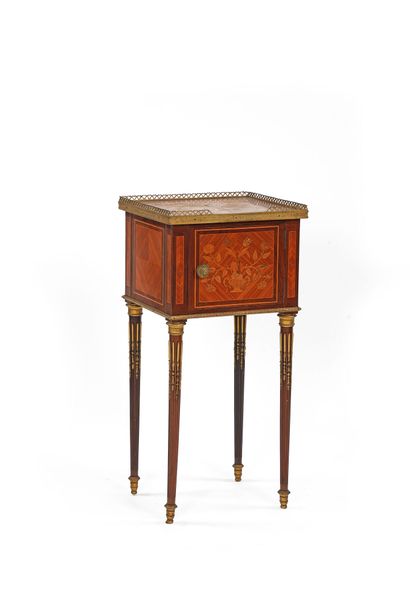 Bedside table with a hinged door, tapered,...