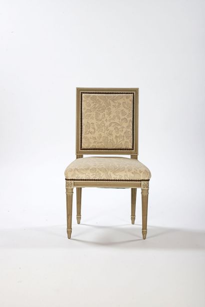 Set of six straight-backed chairs in lacquered...