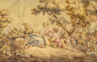 A very fine Aubusson tapestry in wool and...