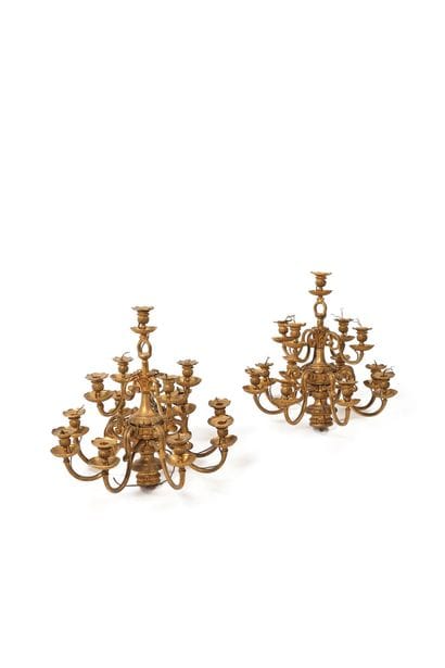Upper sections of a pair of candelabra with...