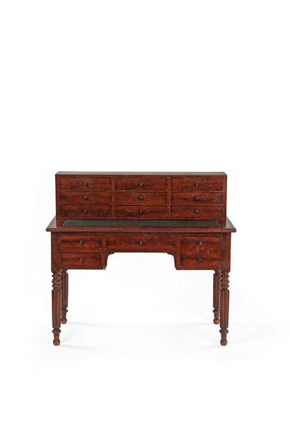 Stepped desk in mahogany veneer with four...