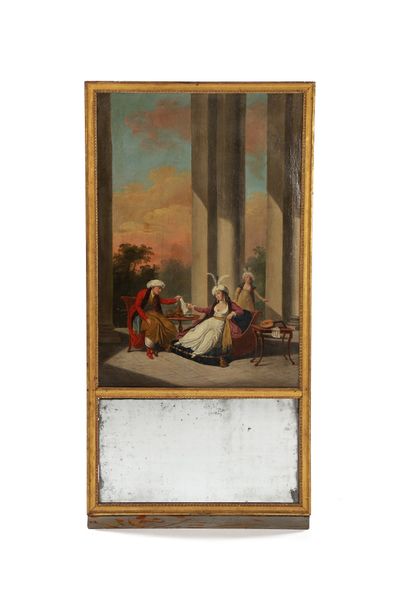 A trumeau made of molded and gilded wood,...