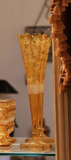 Pair of vases with flared, multi-lobed necks,...