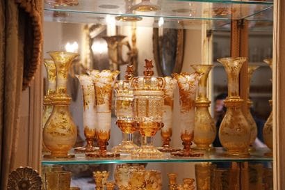 Pair of flared-neck vases made of tinted,...