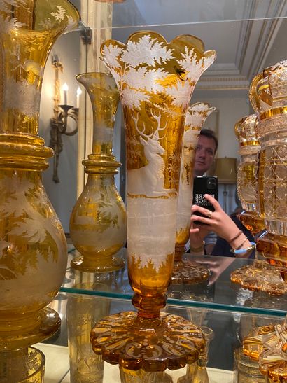 Pair of single-flower vases with flared,...