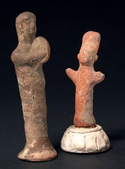 ORANTS CHYPRIOTES. Lot composé de deux statuettes...