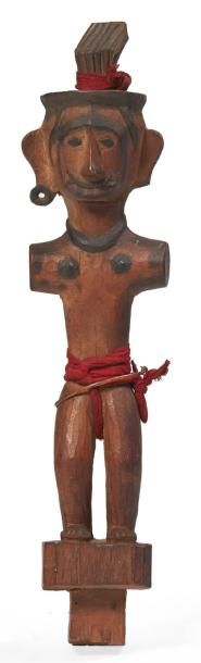 FÉTICHE anthropomorphe en bois sans bras,...