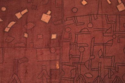 NTCHAK KUBA ZAÏRE. RDC. Tissu ocre rouge...