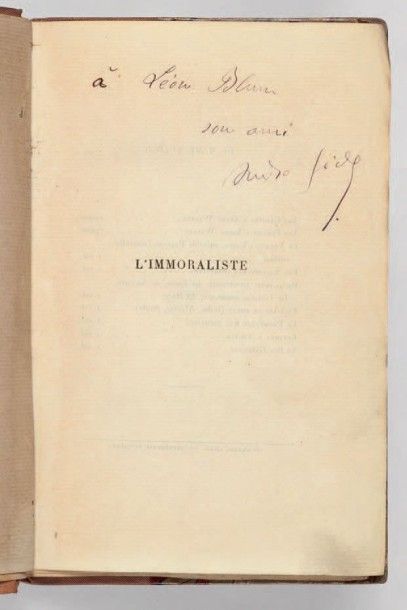 GIDE, André

L'Immoraliste. Paris, Mercure...