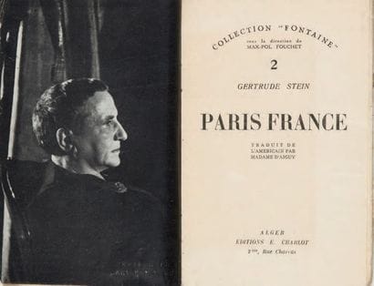 STEIN, Gertrude

Paris France. Traduit de...