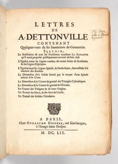 [PASCAL, Blaise.]

Lettres de A. Dettonville...