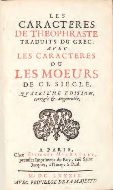 [LA BRUYÈRE, Jean de]

Les Caracteres de...