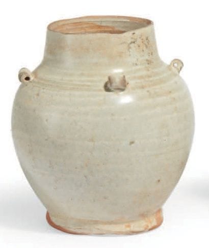 PETIT POT à anses en grès émaillé céladon...