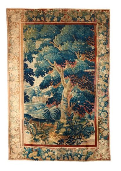 VERDURE flamande vers 1700.
Tissée en laine...