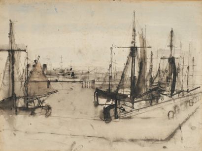 Paul Delvaux (1897-1994)
Vue du Port de Zeebruge...