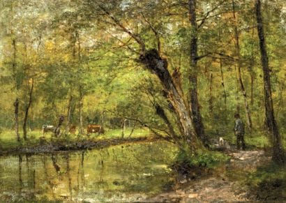 César De Cock (1823-1904)
Promeneur et son...