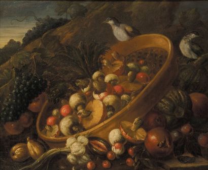 Ecole italienne du XVIIe siècle.
Nature morte...