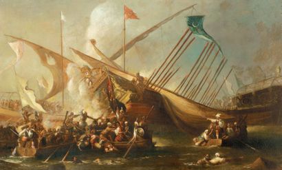 Ecole anglaise du XIXe siècle
Scène d'abordage...
