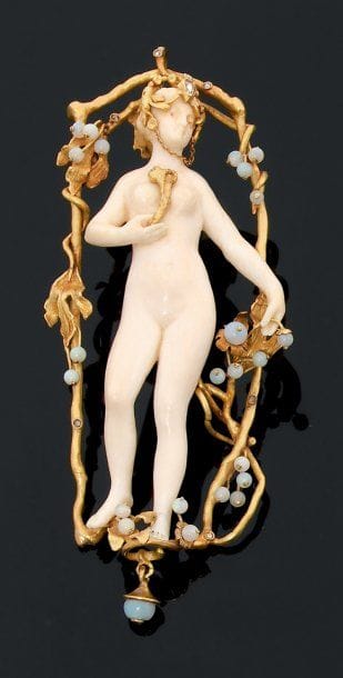 Magnifique pendentif chrysélephantin «Le...