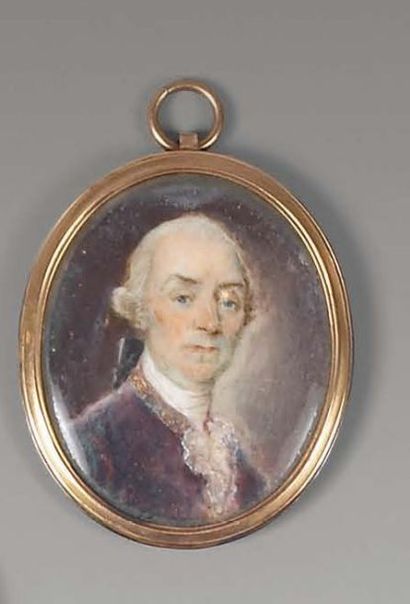 Miniature ovale : Portrait d'homme en habit...