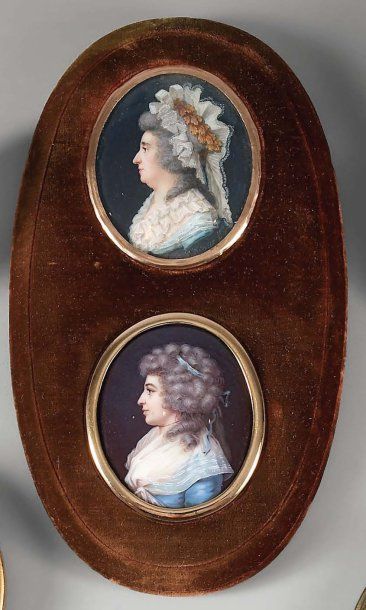 Deux rares Miniatures figurant Hélène Babault...