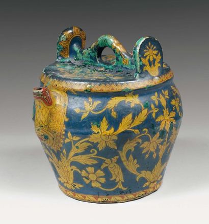 Verseuse d'époque Ming en grès émaillé turquoise...