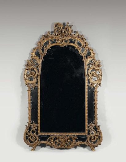 Miroir à double encadrement en bois doré...