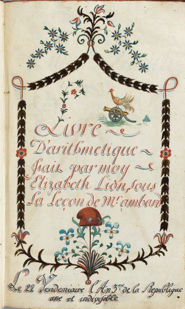 Livre d'arithmétique fait par moy Elizabeth...