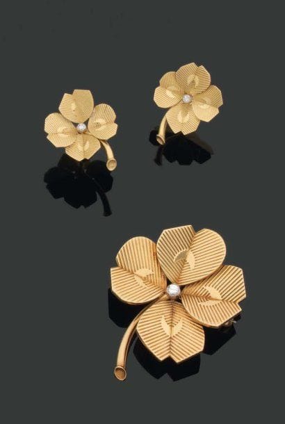 CARTIER. Année 1960.
PARURE « trèfle à quatre...