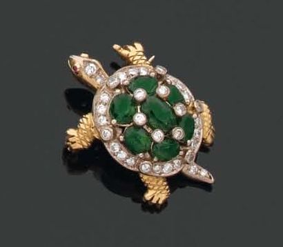 BROCHE miniature en forme de tortue pavée...