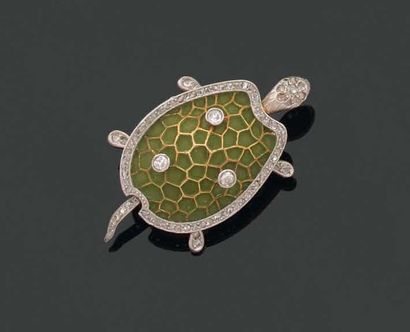 Originale BROCHE en forme de tortue en or...