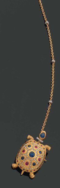 BROCHE en forme de tortue en or amati. Le...