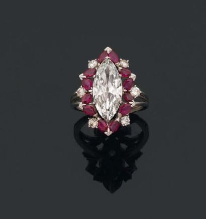 MELLERIO. Années 1970.
BAGUE ornée d'un diamant...