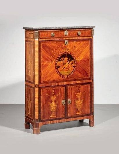 SECRÉTAIRE À ABATTANT marqueté d'une réserve...