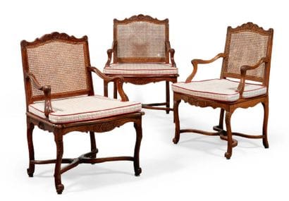 SUITE DE TROIS FAUTEUILS, dont une paire,...