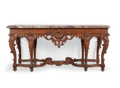 IMPORTANTE CONSOLE D'APPLIQUE en chêne mouluré...