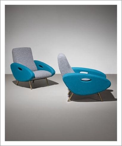 FRANÇOIS LETOURNEUR
Paire de fauteuils
Laiton...