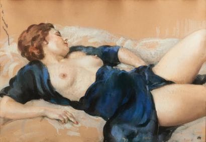 École FRANÇAISE du XXe siècle
Femme nue allongée
Gouache,...