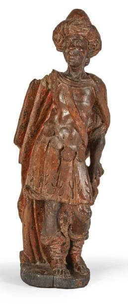 ROI MAGE BALTHASAR en bois sculpté et polychromé,...