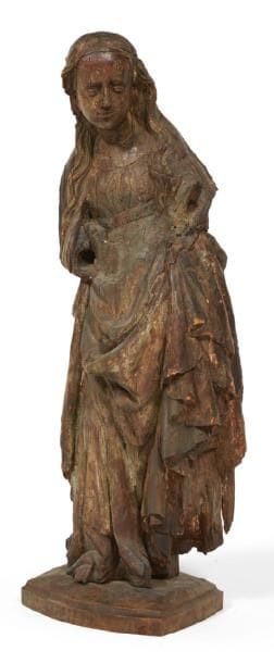 VIERGE À L'ENFANT en bois sculpté, dos évidé....