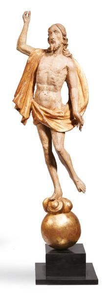 CHRIST RESSUSCITÉ en bois sculpté, polychromé...
